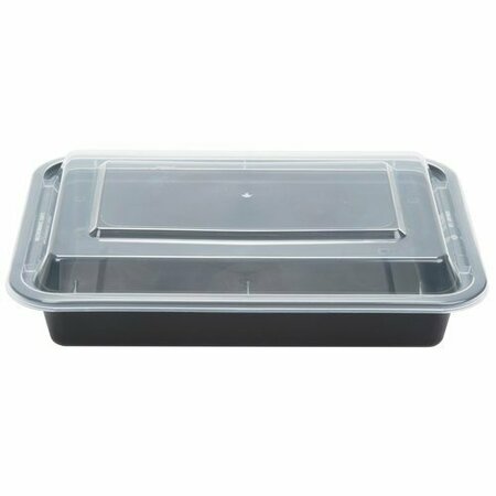 KARIOUT Tripak 8x6x1.5 Microwaveable Container Black Base Combo Pack, 150PK MT6310B